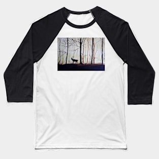 Buck in Trees Painting Baseball T-Shirt